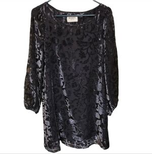 BB Dakota RSVP Velvet Floral Sheer Sleeve Black Dress – Size Small